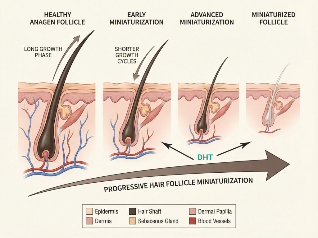DHT and progressive hair follicle miniaturization 