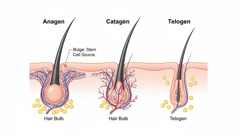 Hair growth phases and hair follicle parts