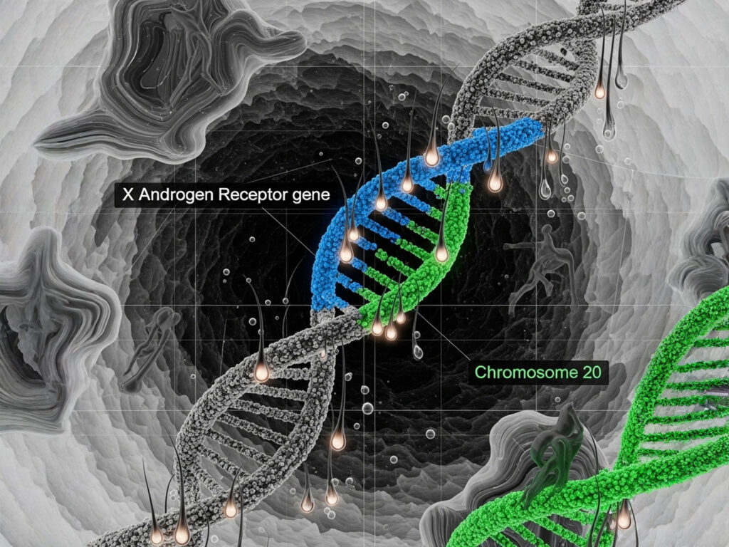 Genetic testing for hair loss analyzes 26 DNA markers including androgen receptor gene variations
