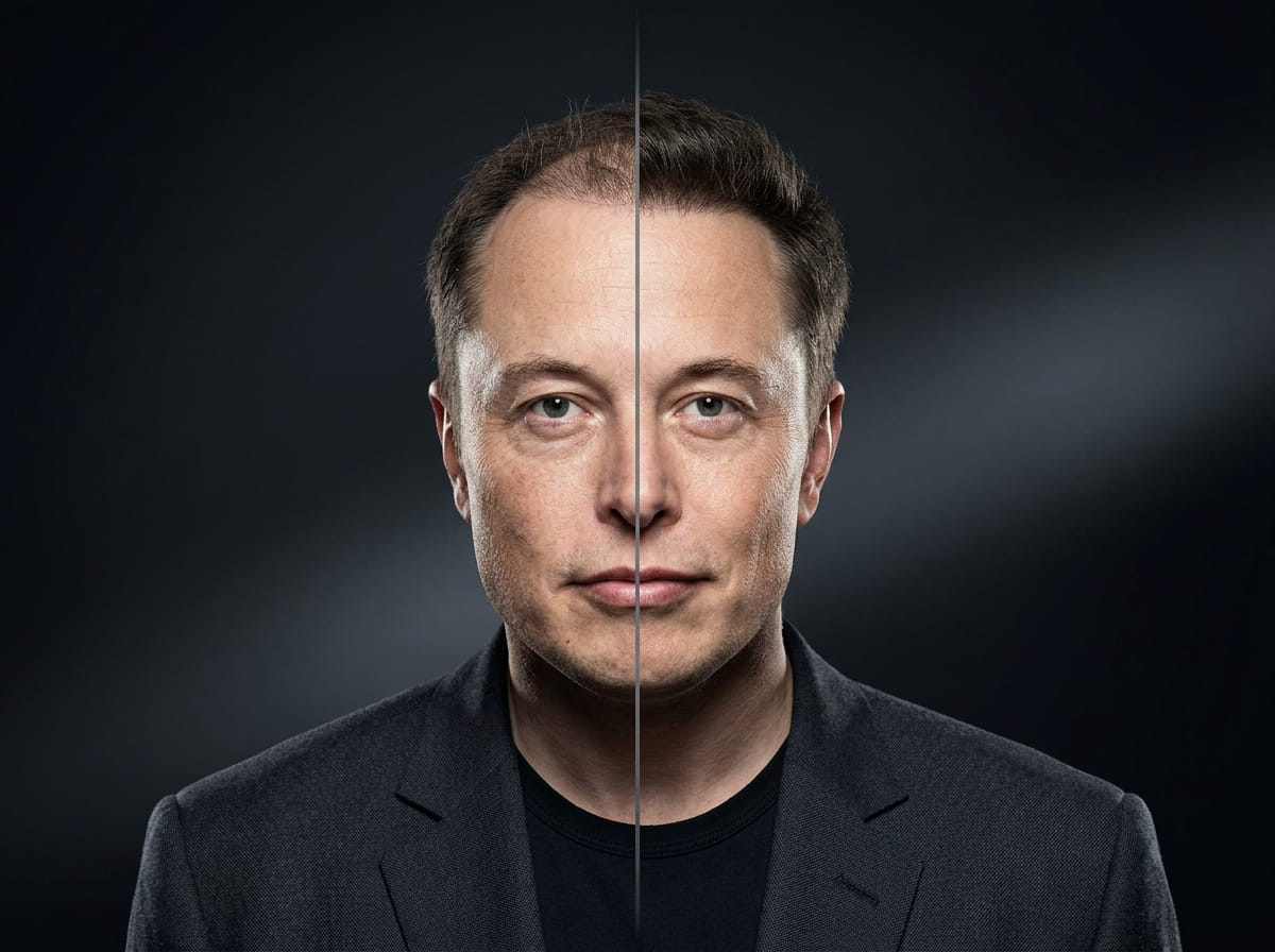 Elon Musk before and after hair transplant celebrity